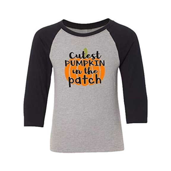 Halloween Cutest Pumpkin in The Patch Youth Baseball Tee-Heather Gray-XL