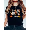 thumbnail image 1 of Halloween Cutest Pumpkins Retro Fall Graphic T-Shirt, Graphic Tees Tops For Women, 1 of 6