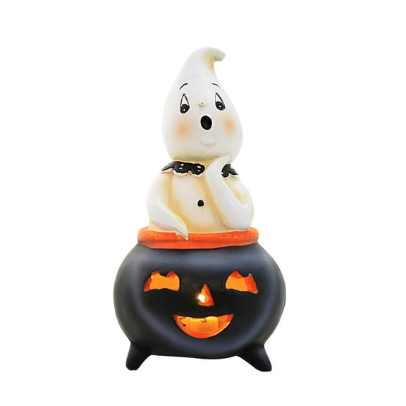 Halloween Cutie Ghost Figurine Polyresin Light Up Cauldron J9667 Under