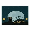 thumbnail image 1 of Halloween Cutting Board, Cat and Lanterns Moon on Floral Field with Starry Night Sky Star Cartoon Art, Decorative Tempered Glass Cutting and Serving Board, Small Size, Blue Black, by Ambesonne, 1 of 1
