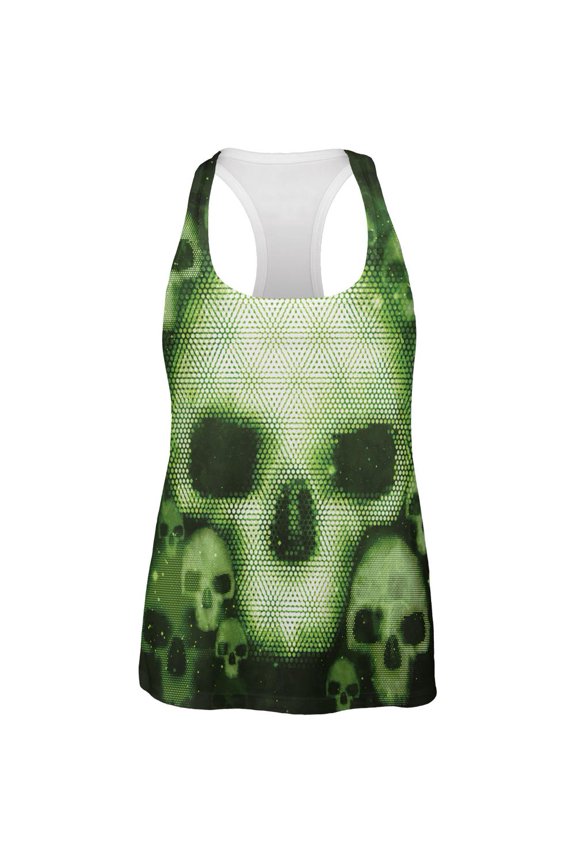 Halloween Cyber Space Alien Skull All Over Womens Work Out Tank Top Multi 2XL