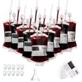 thumbnail image 1 of Halloween DIY Clear Blood Sack Prop Kit with 10 Pouches, 10 Stickers, 10 Clips, and Funnel for Costume Party Supplies and Horror Decorations (350ml), 1 of 8