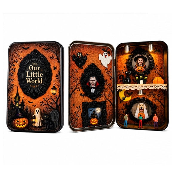 Halloween DIY Diorama Kit, Spooky Micro Landscape in Tin Box, Miniature House Scene for Tabletop Decor, Shadow Box Craft Kit, 3D House Modelβ