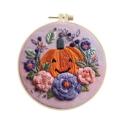 Halloween DIY Knitting Kit for Adults Beginners Gothic Style Handmade Embroidery Craft Set Needlepoint Supplies with Yarn and Tools