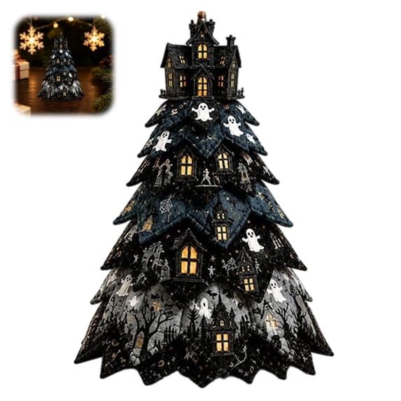 Halloween DIY Quilted Fabric Tree Craft Kit, 3D Padded Patchwork Sewing Set for Beginners, Home Mantel Table Office Display, Gift for Craft Lovers