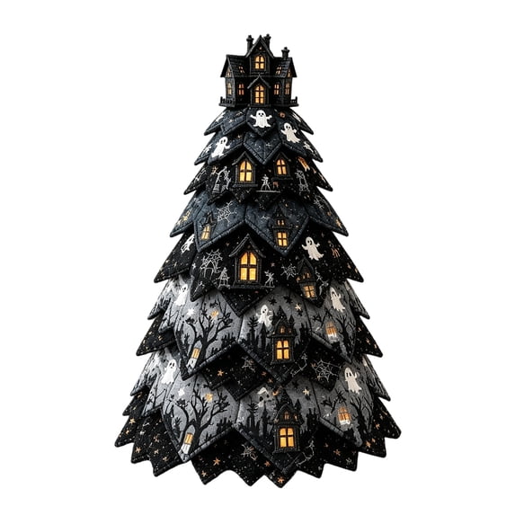 Halloween DIY Quilted Fabric Tree Sewing Kit, Patchwork Craft Supplies for Handmade Tabletop Seasonal Home Decor