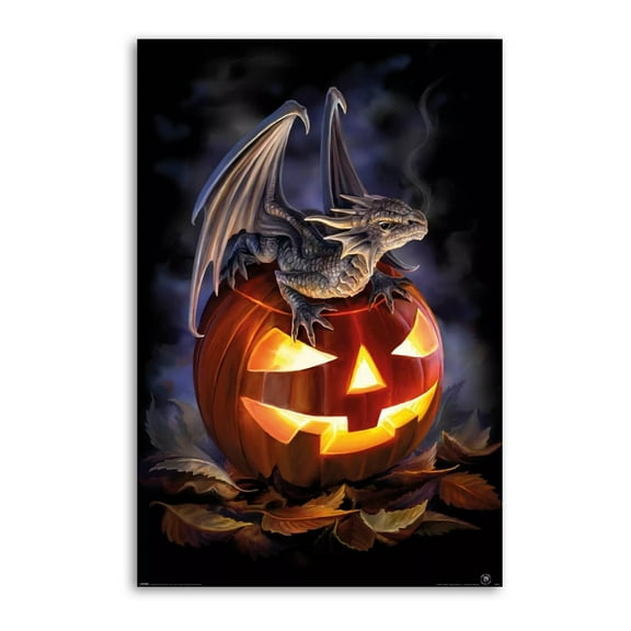 Halloween DRAGON ON PUMPKIN Artworks Picture Print Poster Wall Art Painting Canvas Gift Decor Home Posters Decorative 24x36inch(60x90cm)