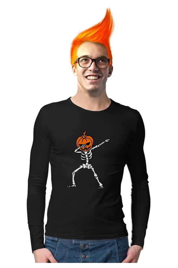 Halloween Dab Jack O' Lantern Dabbing Pumpkin Skeleton Long Sleeve T-Shirt XX-Large Black