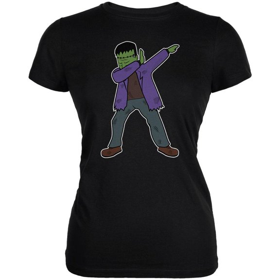 Halloween Dabbing Frankenstein's Monster Juniors Soft T Shirt Black LG
