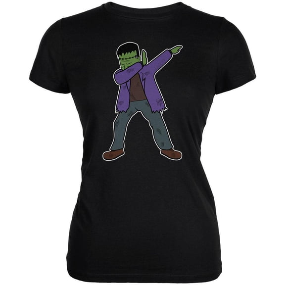 Halloween Dabbing Frankenstein's Monster Juniors Soft T Shirt Black MD