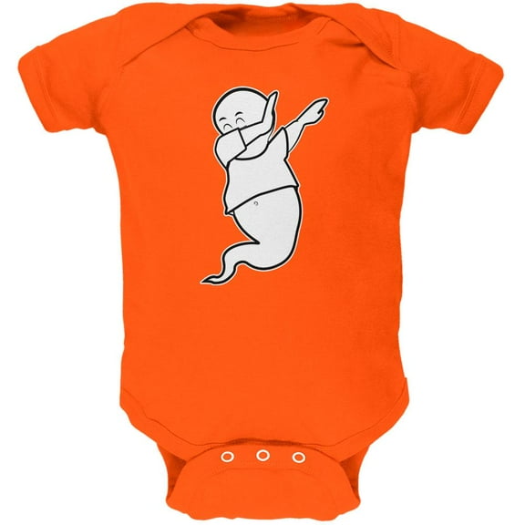Halloween Dabbing Ghost Soft Baby One Piece Orange 18-24 M