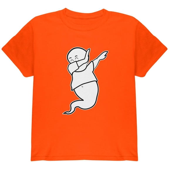 Halloween Dabbing Ghost Youth T Shirt Orange YSM