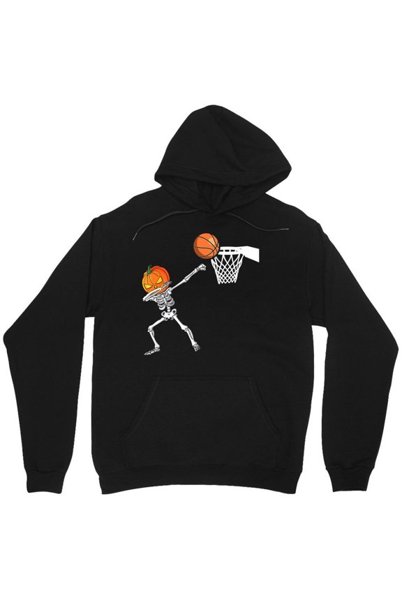 Halloween Dabbing Skeleton Pumpkin Basketball Graphic Funny Creepy Costume Sports M7597 Unisex Hoodie, Up to Size 5XL