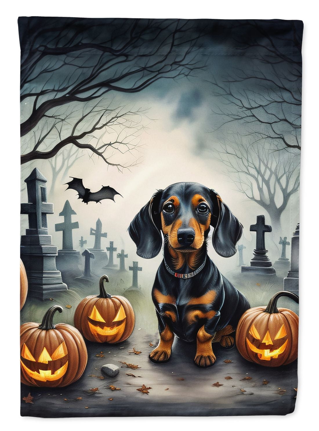 Halloween Dachshund Dog House Flag 28x40IN Double-Sided Polyester Decorative Sleeve Pole Flag for Outdoor Home Garden