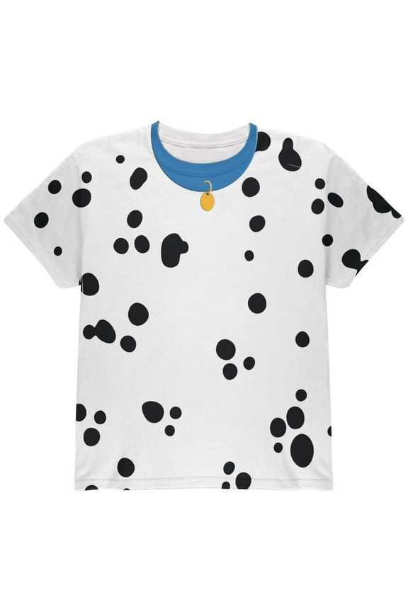 Halloween Dalmatian Costume Blue Collar All Over Youth T Shirt Multi YSM