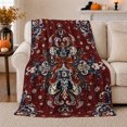 thumbnail image 1 of Halloween Damask, Festive Pet Portrait Pattern, Warm Flannel Blanket for Living Room and Bedroom with Detailed Artwork, Cat Lovers Halloween Gift, Pet Lover Home Decor, 1 of 9