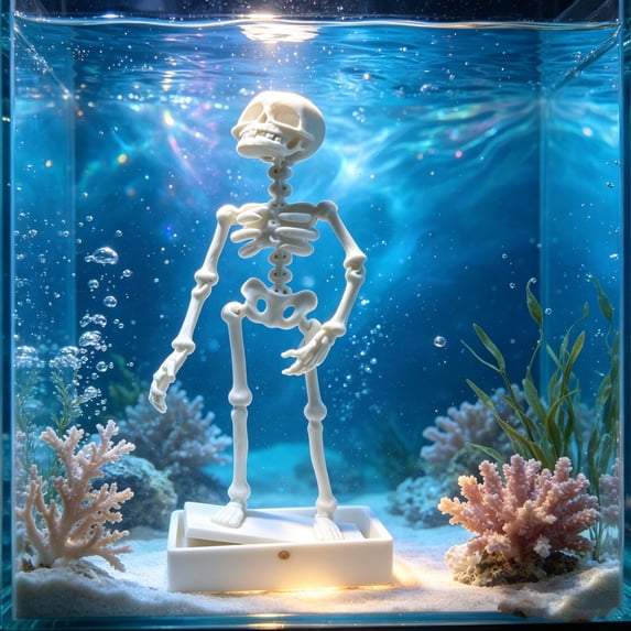 Halloween Dancing Skeleton Aquarium Ornament, 5.9 Inch Movable Joint Air‑Powered Dancing Skeleton Fish Tank Decor, Halloween Underwater Landscape for Home Aquarium Display by XSAOP