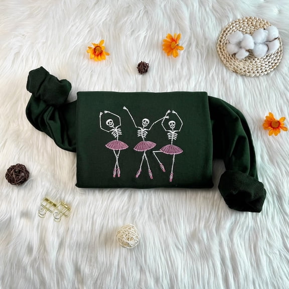 Halloween Dancing Skeleton Embroidered Sweatshirt