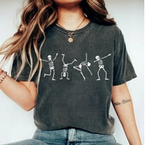 Halloween Dancing Skeleton Graphic T-Shirt – Spooky Comfort Colors Tee - Funny Halloween Gift