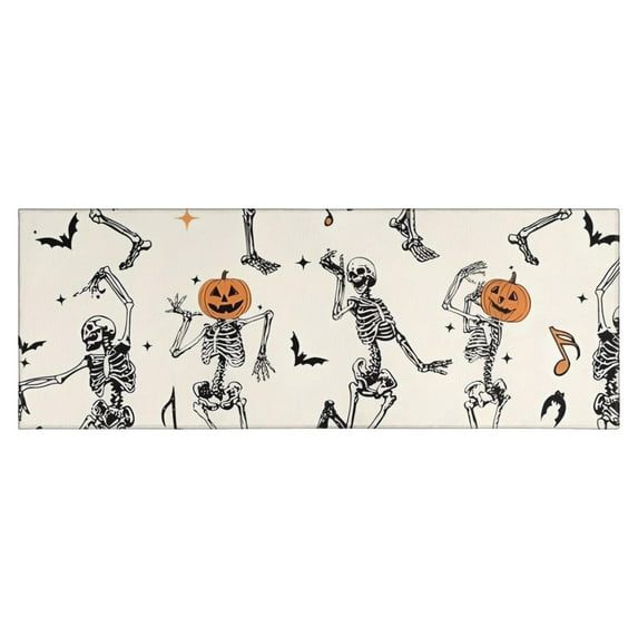 Halloween Dancing Skeletons Kitchen Rug Mat,Kitchen Runner Rugs Non Skid Washable,Decorative Kitchen Floor Mats for Kitchen,Sink,Laundry,17"X47"