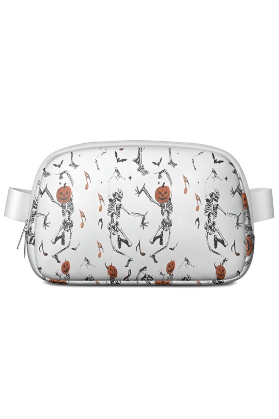 Halloween Dancing Skeletons and Pumpkins Cute Fanny Packs for Women,Travel Waterproof Crossbody Fanny Bags Waist Purse for Women Anti Theft Adjustable Strap for Running Travel Cycling