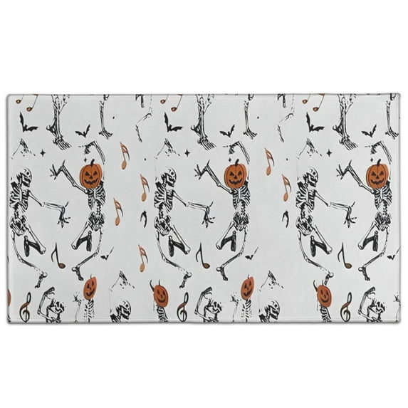 Halloween Dancing Skeletons and Pumpkins Door Rugs,Washable Non Slip Door Mats Indoor,Decorative Door Mats,Entry Mat Indoor for Entrance,Bedroom,Kitchen,Bathroom,17"x30"