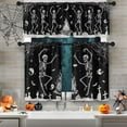 thumbnail image 1 of Halloween Dancing Skulls Kitchen Window Curtains and Valances Set 36 Inch, Ghost Pumpkin Bat Black Short Tier Curtain for Cafe Living Room Bathroom, Happy Halloween 3 Pieces Set Kitchen Decor, 1 of 6