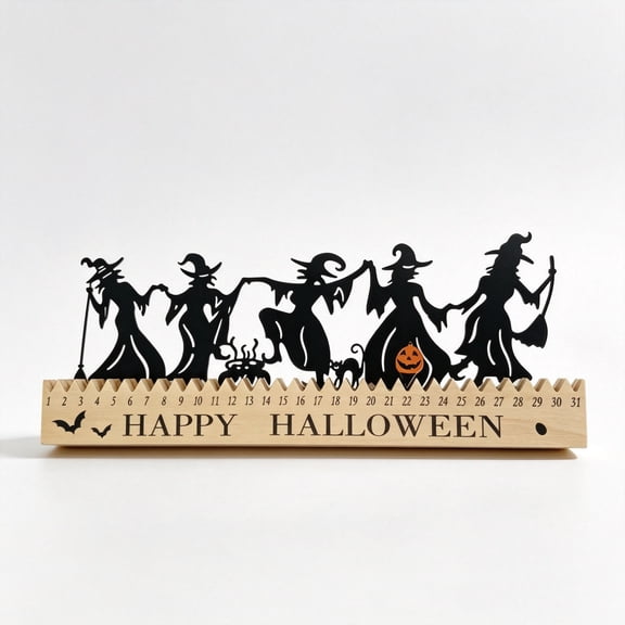 Halloween Dancing Witch Countdown Table Sign, Spooky Home Decor Witch Decorations, Ornament Advent Calendar Tabletop Decor