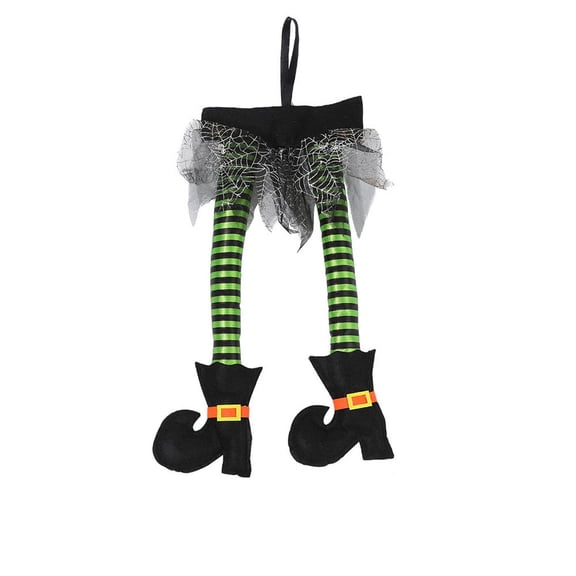 Halloween Dangling Witch Legs Decorations, Plush Hanging Witch's Leg Ornaments for Wreath, Striped Stocking Witches Leg Decor for Wall Tree Home Indoor Outdoor Party Haunted House