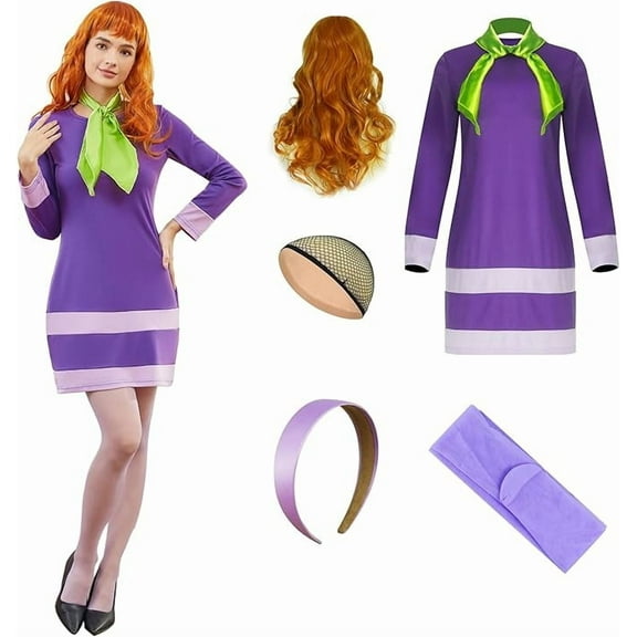 Halloween Daphne Costume Adult Costume for Women,Velma Costume Daphne Costume Dress Halloween Coaplay for Women