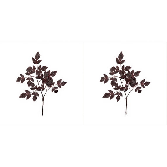 Halloween Dark Burgundy Fall Foliage Stems,Cimicifuga Leaf Artificial Spray Plum Faux Leaf Branches,Fall Stem for Table Centerpiece,Autumn Halloween Decorations for Mantel Entryway