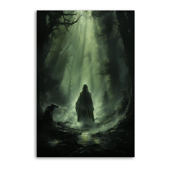 Halloween Dark Forest Ghost Wall Art Poster Gifts Bedroom Prints Home Decor Hanging Picture Canvas Painting Posters 12x18inch(30x45cm)