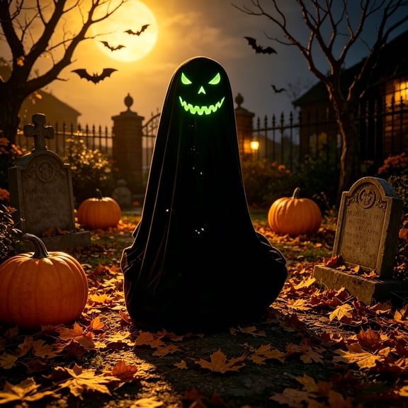 Halloween In The Dark Ghost Ornament Self Illuminating Glow Fabric Hanging Ghost Figurine Expressive Face Garden Patio Window Yard Party Decoration Outdoor Scene Light Absorbing Reusable
