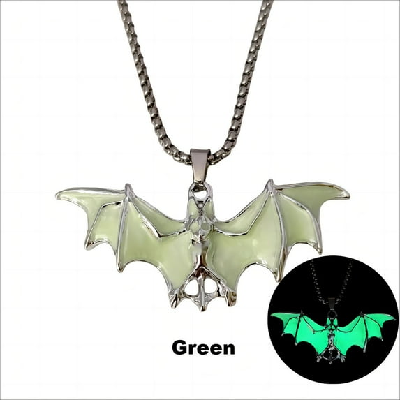 Halloween Dark Glowing Bats Pendant Cool Street Necklace Accessory Punk Cool Vampire Halloween Necklace Jewelry