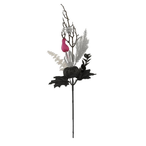 Halloween Dark Skeleton Floral Pick Decoration, Plastic Skull Insert for Wreath Centerpiece and Grave Display, Weather Resistant Spooky Party Floral Prop