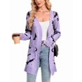 thumbnail image 1 of Halloween Day Cardigan Sweaters for Women V-Neck Open Front Cardigan Bats Printed Mid-Length Cardigans Shermie, 1 of 6