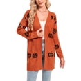 thumbnail image 1 of Halloween Day Cardigan Sweaters for Women V-Neck Open Front Cardigan Pumpkin Ghost Printed Mid-Length Cardigans Shermie, 1 of 6