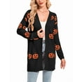 thumbnail image 1 of Halloween Day Cardigan Sweaters for Women V-Neck Open Front Cardigan Pumpkin Ghost Printed Mid-Length Cardigans Shermie, 1 of 6