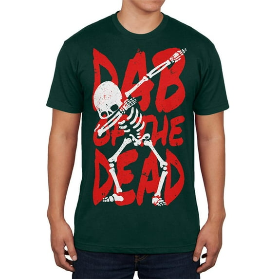 Halloween Day Dab of the Dead Skeleton Mens T Shirt Forest Green LG