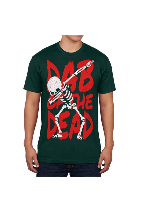 Halloween Day Dab of the Dead Skeleton Mens T Shirt Forest Green X-LG