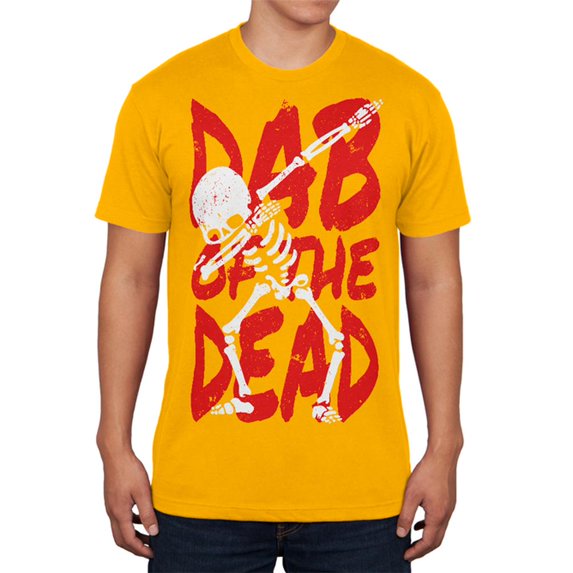 Halloween Day Dab of the Dead Skeleton Mens T Shirt Gold X-LG
