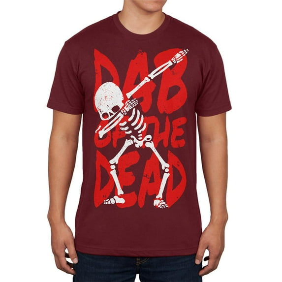 Halloween Day Dab of the Dead Skeleton Mens T Shirt Maroon 2XL