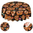 thumbnail image 1 of Halloween Day Of The Dead Sugar Skull Pumpkin Flower Colorful Waterproof Picnic Patio Party Round Table Cloth Cover Decorations Fabric 60 Inch Circular Tablecloth Home Dining Room Kitchen Decor, 1 of 6