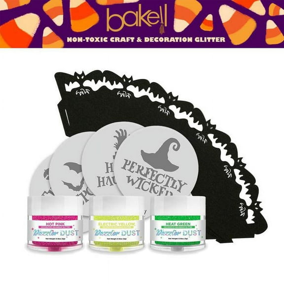 Bakell - Halloween Dazzler Dust Decorating Kit (5 PC Set) | Arts, Crafts, Slime, Paint, Face & Body Art