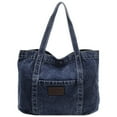 thumbnail image 1 of Halloween Women Denim Shoulder Bag Casual Underarm Bag Trendy Commuting Bag Daily Casual Portable Bag (Dark Blue), 1 of 10