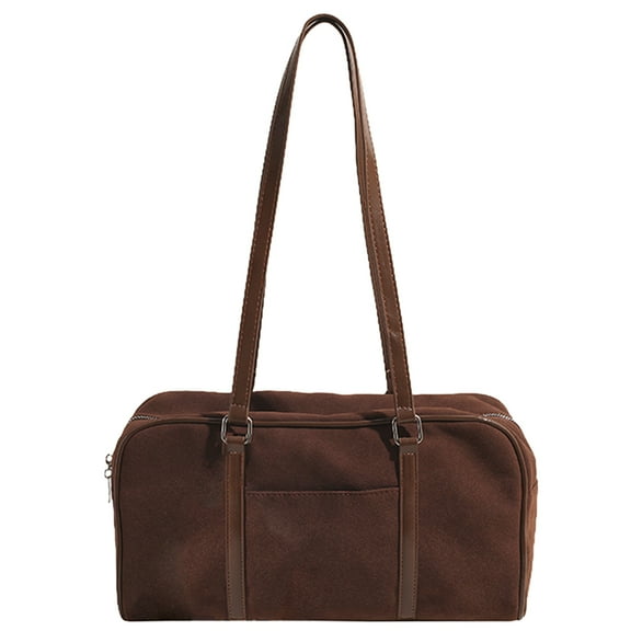 Halloween Women Faux Suede Shoulder Bag Vintage Underarm Bag Chic Hobo Bag Daily Casual Portable Bag (Brown)