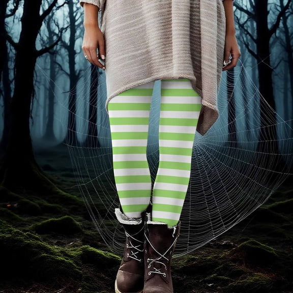 Abomasnow Leggings for Women High Elastic Waist Yoga Pants Halloween Stripe Print Stretchy Tights S-3XL