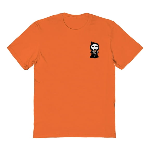 Halloween Death And Pizza Graphic Orange Men's Cotton T-Shirt
