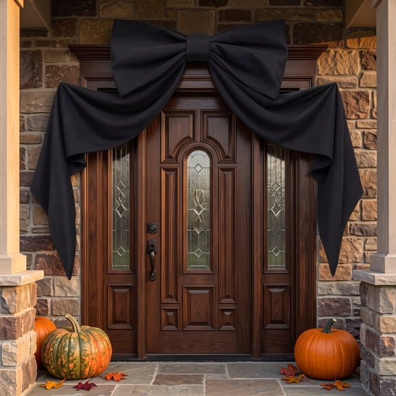 Halloween Decor, 48" x 24" Giant Black Bow for Wall Door Window, Indoor Party Hanging Decoration