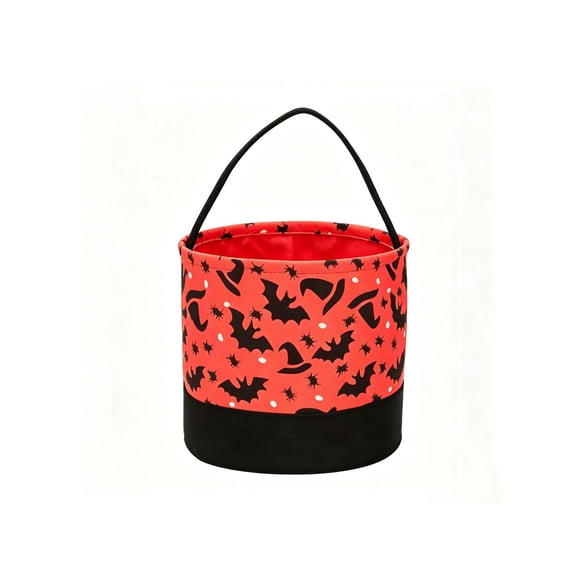 Halloween Decor Basket, Red Cotton Rope Pumpkin Basket Candy Storage Bucket for Trick-or-Treating, Kids Gifts, Fall Home Decor